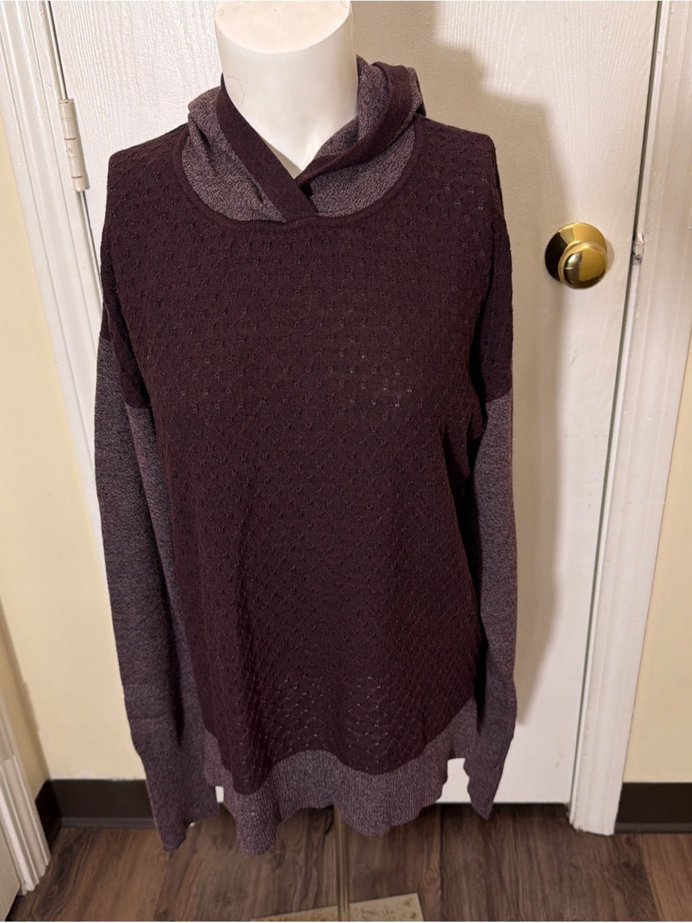 Smartwool Women’s Shadow Pine Hoodie Sweater Burgundy Merino Knit Pullover Sz M